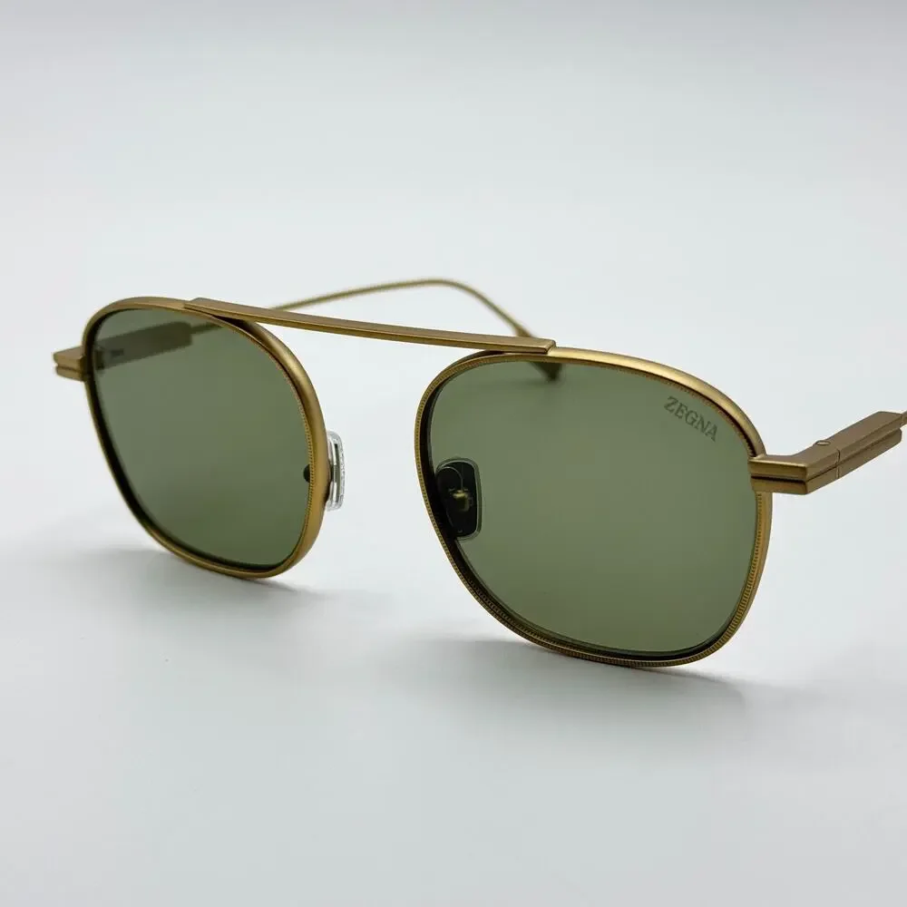 Ermenegildo Zegna Sunglasses EZ0290 35N Matte Light Bronze Frame Green Lens 53mm
